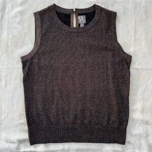Worthington Black and Gold Metallic Vest Sleeveless Sweater